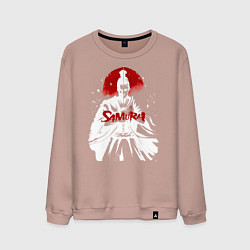 Свитшот хлопковый мужской Белый самурай с катаной перед лицом, цвет: пыльно-розовый