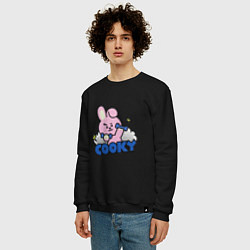 Свитшот хлопковый мужской Cooky BT21 Jungkook, цвет: черный — фото 2