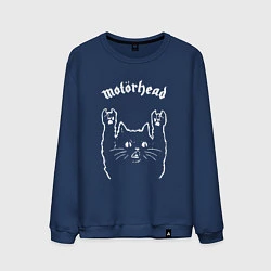 Свитшот хлопковый мужской Motorhead рок кот, цвет: тёмно-синий