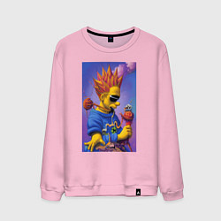 Свитшот хлопковый мужской Bart Simpson - нейросеть - сюрреализм, цвет: светло-розовый