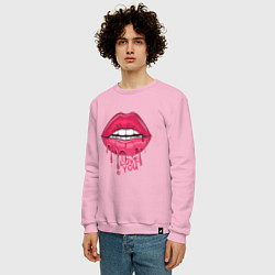 Свитшот хлопковый мужской Sweet Lips, цвет: светло-розовый — фото 2