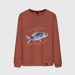 Свитшот хлопковый мужской Рыбалка на выходных, цвет: кирпичный