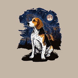 Свитшот хлопковый мужской Собака Бигль - звездная ночь Винсента Ван Гога, цвет: миндальный — фото 2
