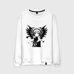 Свитшот хлопковый мужской Cute anime cupid angel girl wearing headphones, цвет: белый