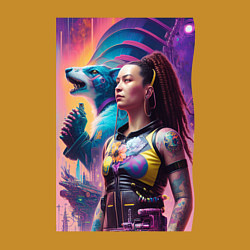 Свитшот хлопковый мужской Cyberpunk - fantasy - neural network, цвет: горчичный — фото 2