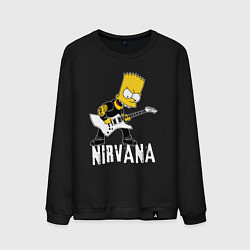 Свитшот хлопковый мужской Нирвана Барт Симпсон рокер, цвет: черный