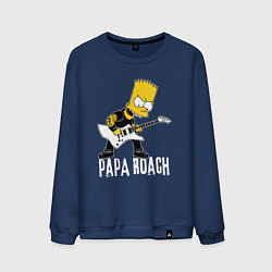 Свитшот хлопковый мужской Papa Roach Барт Симпсон рокер, цвет: тёмно-синий