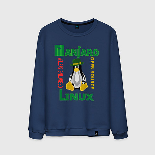 Мужской свитшот Линукс пингвин в шляпе / Тёмно-синий – фото 1