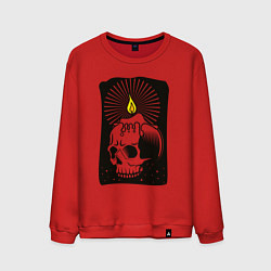 Свитшот хлопковый мужской Тёмный череп-свеча, цвет: красный