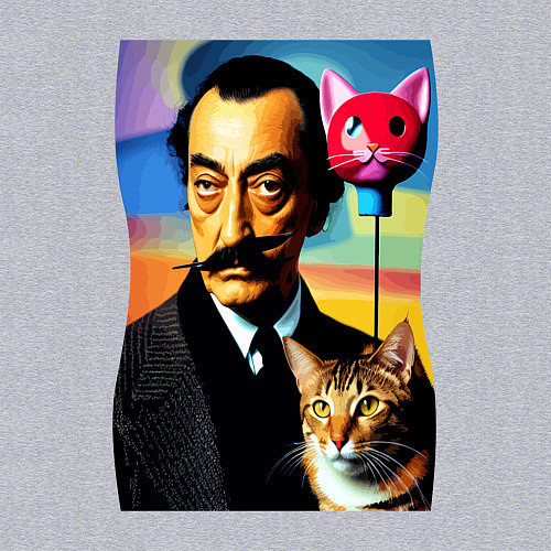 Мужской свитшот Salvador Dali and cat / Меланж – фото 3