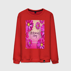 Свитшот хлопковый мужской Цветочный стиль 8 марта, цвет: красный