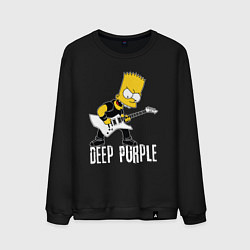 Свитшот хлопковый мужской Deep Purple Барт Симпсон рокер, цвет: черный