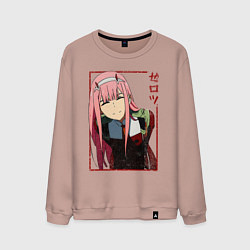 Свитшот хлопковый мужской Zero Two anime girl, цвет: пыльно-розовый