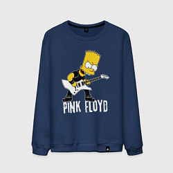 Свитшот хлопковый мужской Pink Floyd Барт Симпсон рокер, цвет: тёмно-синий