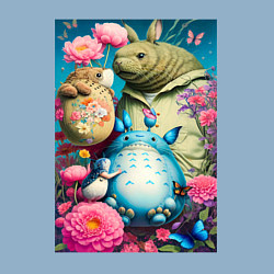 Свитшот хлопковый мужской Мой сосед Тоторо - живописная фантазия - нейросеть, цвет: мягкое небо — фото 2