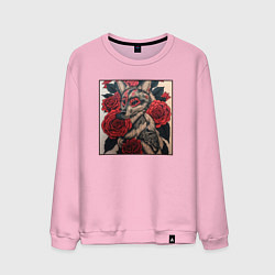 Мужской свитшот Irezumi - лиса в розах