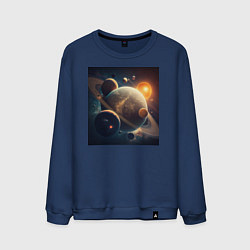 Свитшот хлопковый мужской Вся красота космоса, цвет: тёмно-синий