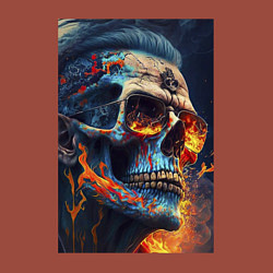 Свитшот хлопковый мужской Огненный череп, цвет: кирпичный — фото 2