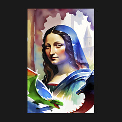 Свитшот хлопковый мужской Джоконда с двумя драконами - акварель, цвет: черный — фото 2