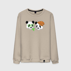 Свитшот хлопковый мужской Мишки панды, цвет: миндальный