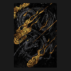 Свитшот хлопковый мужской Дракон в золоте, цвет: черный — фото 2