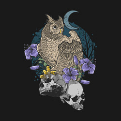 Свитшот хлопковый мужской Сова сидит на черепах, цвет: черный — фото 2