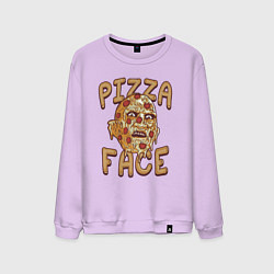 Свитшот хлопковый мужской Pizza face, цвет: лаванда