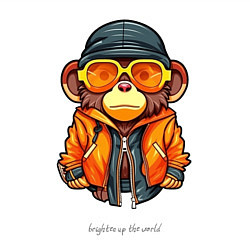 Свитшот хлопковый мужской Обезьяна крупным планом в солнечных очках, цвет: белый — фото 2