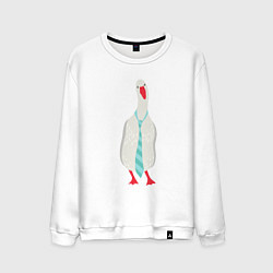Свитшот хлопковый мужской Гусь в галстуке, цвет: белый