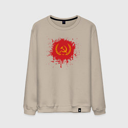 Свитшот хлопковый мужской Серп и молот подтеки, цвет: миндальный