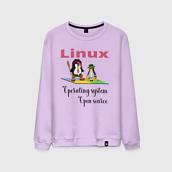 Свитшот хлопковый мужской Линукс пингвин система, цвет: лаванда