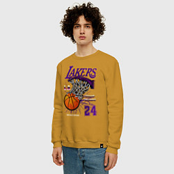 Свитшот хлопковый мужской LA Lakers Kobe, цвет: горчичный — фото 2
