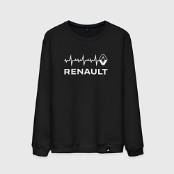 Свитшот хлопковый мужской Renault в сердце, цвет: черный