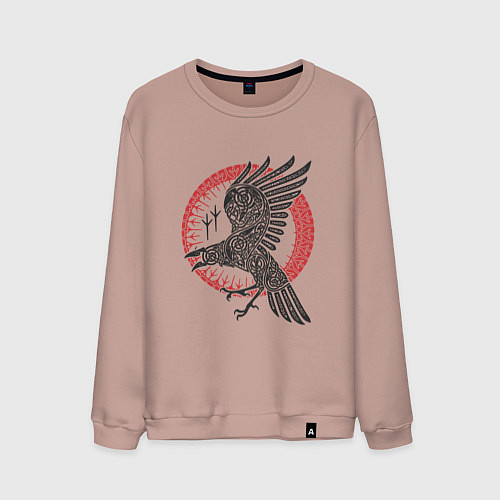 Мужской свитшот Ворон мифология славян / Пыльно-розовый – фото 1