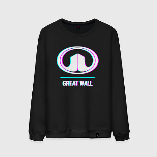 Мужской свитшот Значок Great Wall в стиле glitch / Черный – фото 1