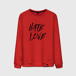 Свитшот хлопковый мужской Hate love Face, цвет: красный