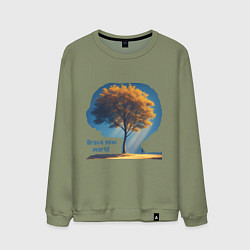 Свитшот хлопковый мужской Дивный новый мир, цвет: авокадо