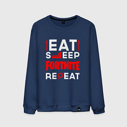 Мужской свитшот Надпись eat sleep Fortnite repeat