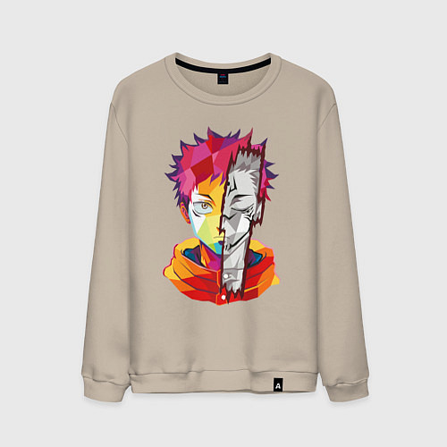Мужской свитшот Магическая битва Итадори Юдзи и Двуликий призрак / Миндальный – фото 1