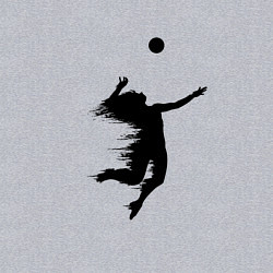 Свитшот хлопковый мужской Черный силуэт девушки волейболистки, цвет: меланж — фото 2