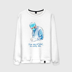 Свитшот хлопковый мужской Лечит не время - лечит доктор, цвет: белый