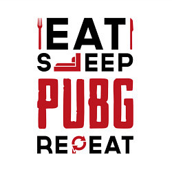 Свитшот хлопковый мужской Надпись: eat sleep PUBG repeat, цвет: белый — фото 2