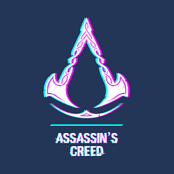 Свитшот хлопковый мужской Assassins Creed в стиле glitch и баги графики, цвет: тёмно-синий — фото 2