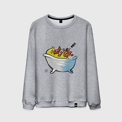 Свитшот хлопковый мужской Уточка в ванне, цвет: меланж