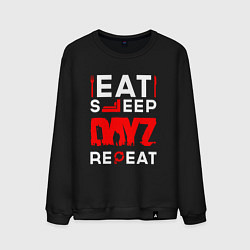 Свитшот хлопковый мужской Надпись eat sleep DayZ repeat, цвет: черный