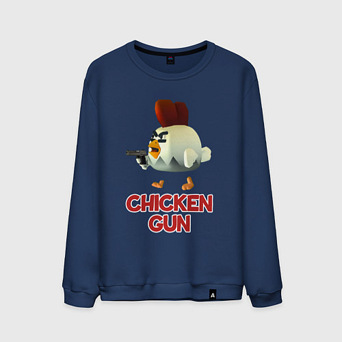 Мужской свитшот Chicken Gun chick / Тёмно-синий – фото 1