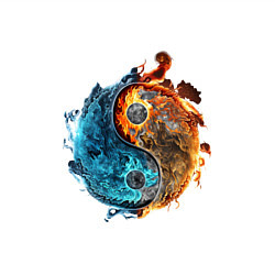 Свитшот хлопковый мужской Стихии огня и воды, цвет: белый — фото 2