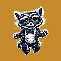 Свитшот хлопковый мужской Милый енотик в очках, цвет: горчичный — фото 2