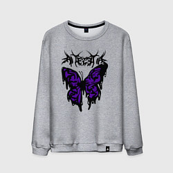 Свитшот хлопковый мужской Gothic black butterfly, цвет: меланж