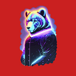 Свитшот хлопковый мужской Glowing bear - neural network, цвет: красный — фото 2
